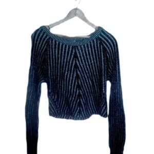 Divided by H &M,  women's long sleeve, black and whit chunk knit cropped sweater